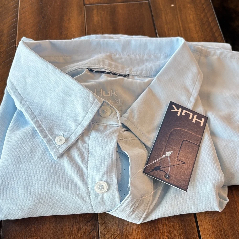 Huk Men's Casual Button Down Shirt - Sky Blue - Picture 4 of 4